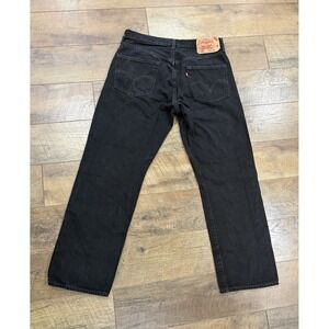 Vintage Levi's 501 Jeans 32x30 Black Denim Straight Fit Button Fly